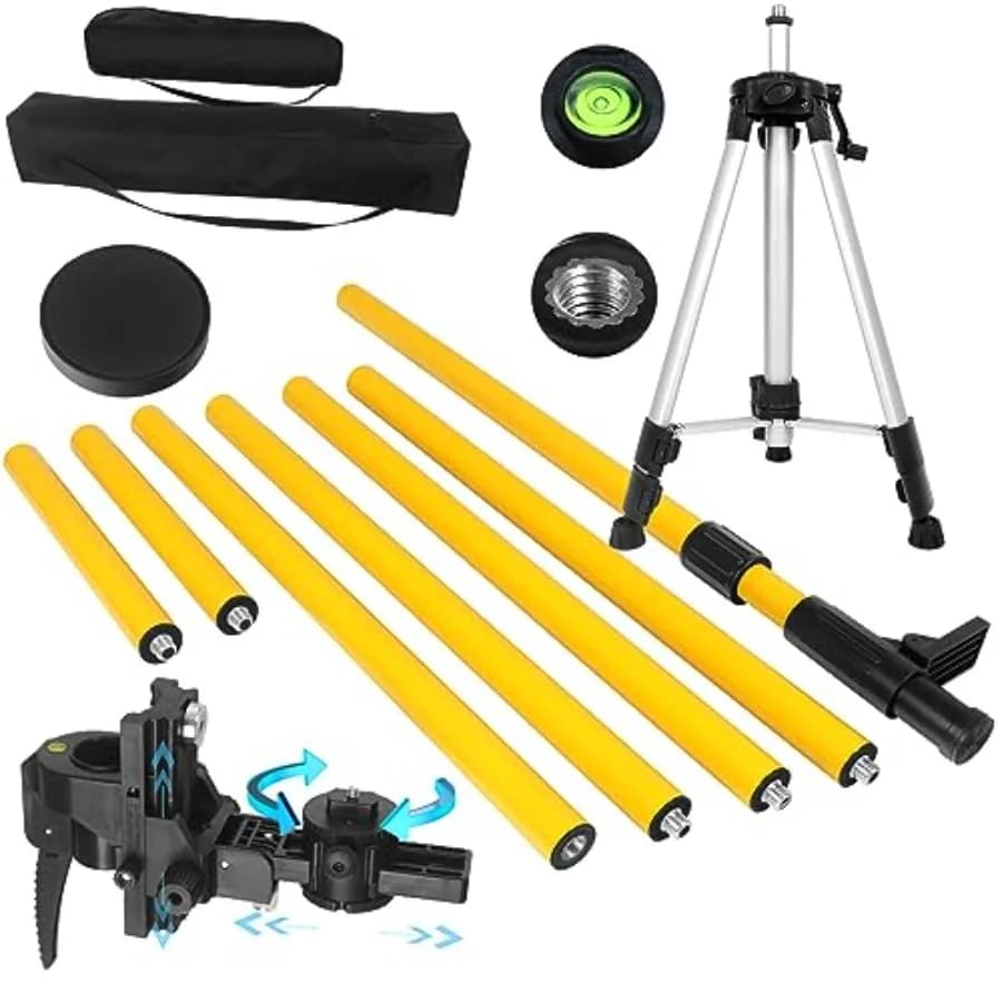 Asta telescopica per livella laser con treppiede da 13,8 piedi/4,2 m, treppiede retrattile da 3,9 piedi/1,2 m, viti con interfaccia da 5/8 e 1/4 di pollice