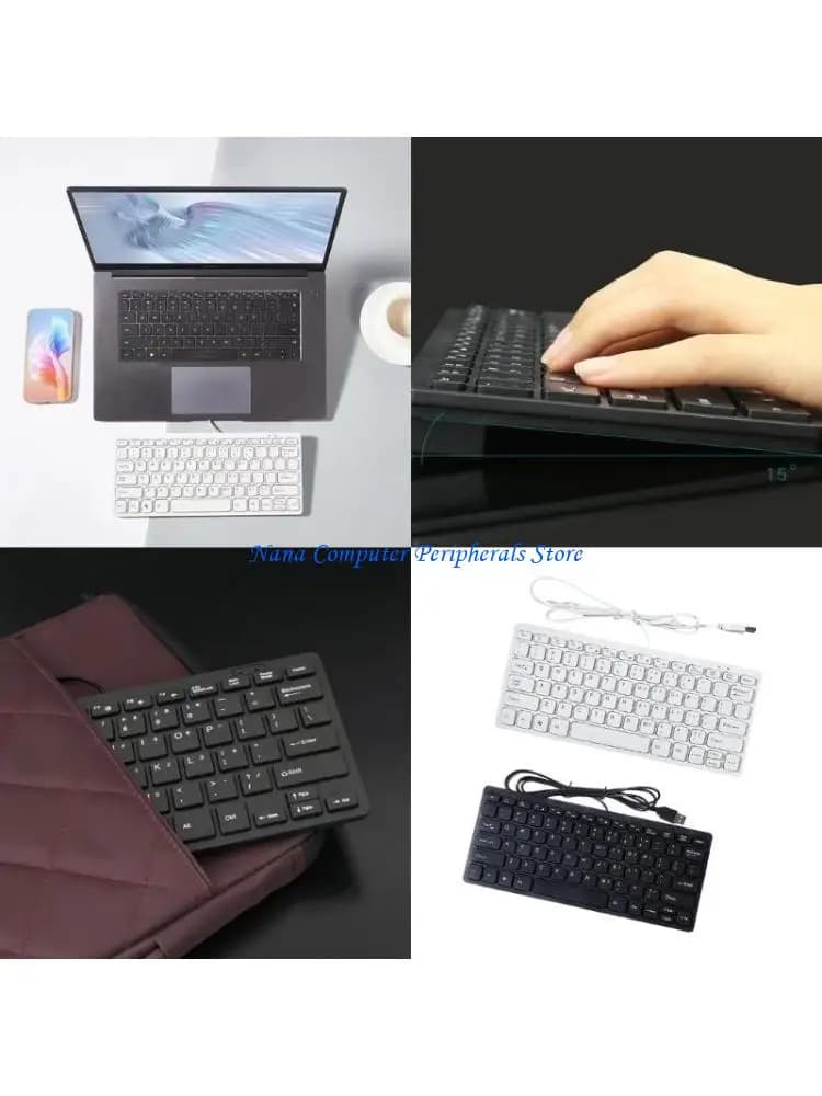 F68C Mini tastiere ergonomiche cablate USB con 78 tasti sottili digitazione efficiente laptop e desktop