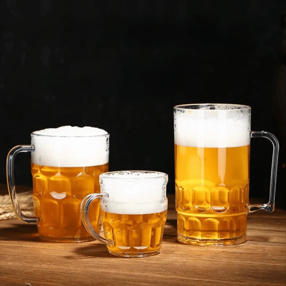 Bicchiere da Birra Creativo in Plastica Effetto Vetro, Trasparente, Infrangibile, Spesso con Manico, Boccale da Birra, Bicchiere per Acqua, per Ristorante
