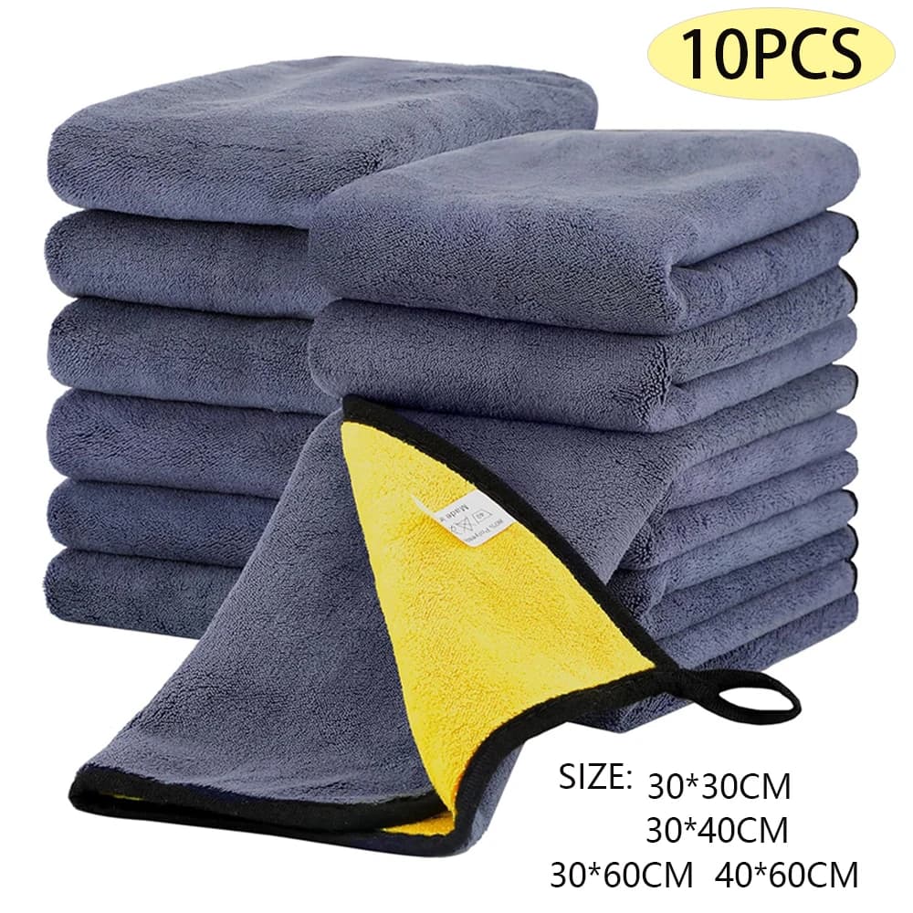 10PCS Microfiber Car Wash Towels Auto Detailing Cleaning Drying Cloth Absorbent Washing Rag for Car Clean