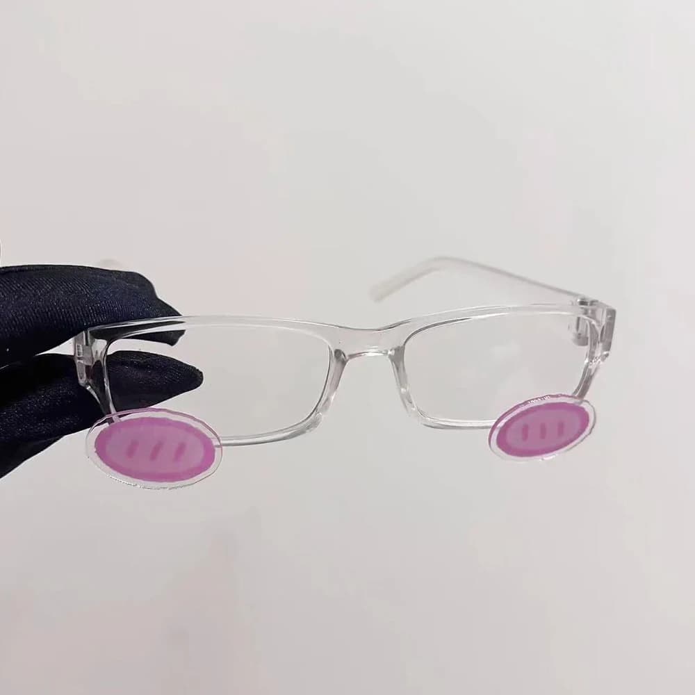 Anime INS Powder Blusher Glasses Cosplay Kawaii Acrylic Transparent Black Eyewear Fashion Retro Y2K Sunglasses Accessories