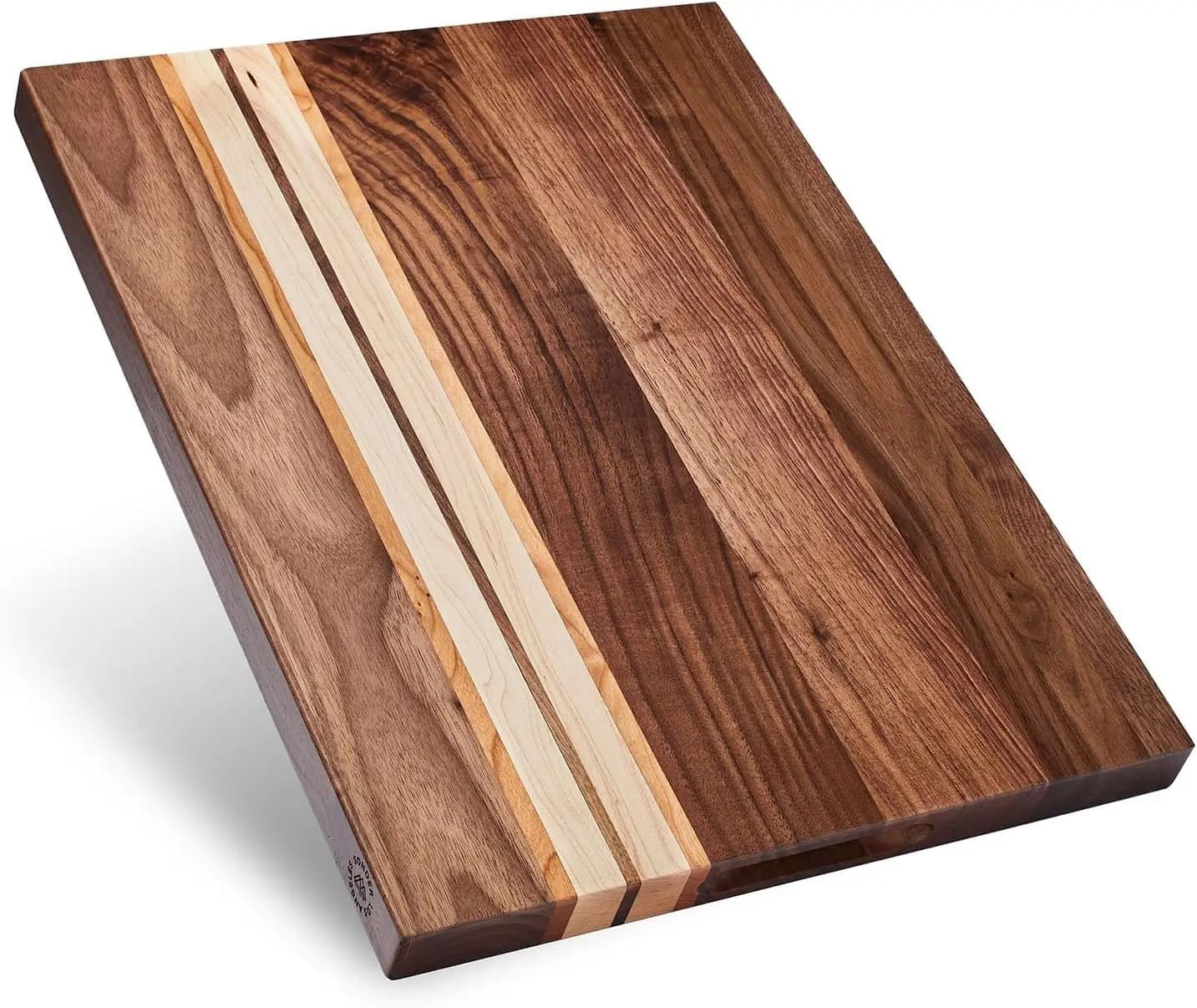 Tagliere Reversibile in Noce, Ciliegio e Acero con Bordo a Grana Naturale e Vassoio per Cracker, Ideale per Salumi e Formaggi, Confezione Regalo Inclusa, 17x13x1.1 pollici