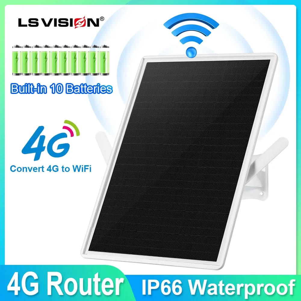 LS VISION 4G Outdoor Solar Energy SIM Card WIFI Router Ultra Long Standby 7 Day Portable 15W 25000mh Waterproof for Mobile Devices