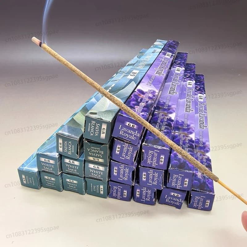10/25 Scatole di Bastoncini d'Incenso GR India, Bastoncini di Salvia Bianca Naturale, Bastoncini di Incenso Artigianali alla Lavanda, Sandalo e Rosmarino