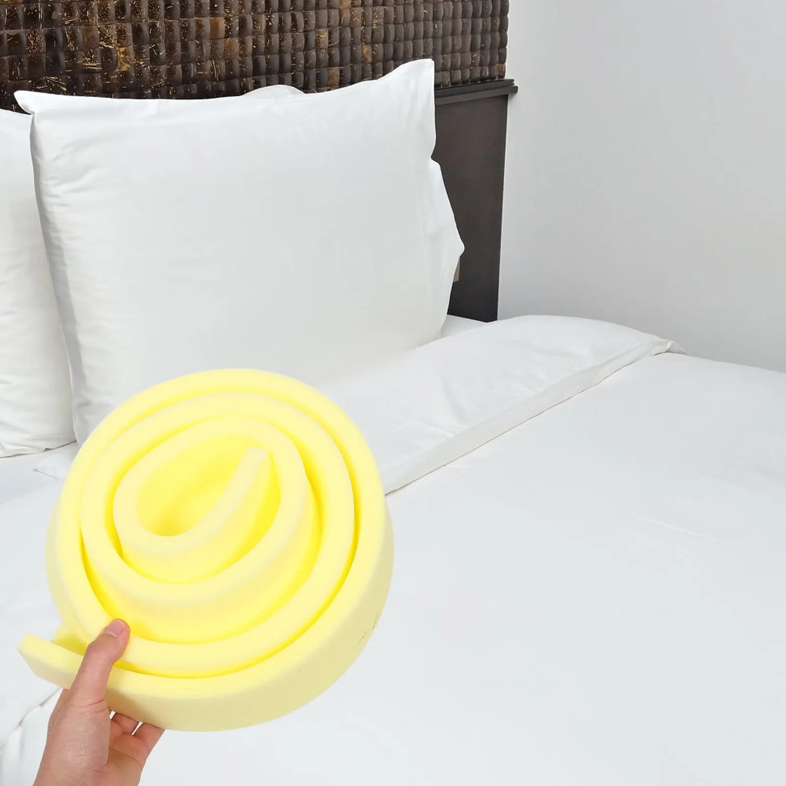 Cuscino a cuneo a L giallo per riempire la spazio tra i letti, accessorio per materasso matrimoniale, cuneo per testiera letto, per casa e dormitorio