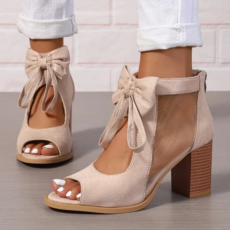 Sandali da Donna con Fiocco in Camoscio, Plateau e Tacco Alto, Suola Spessa, Taglie 35-43, Collezione Estate 2026