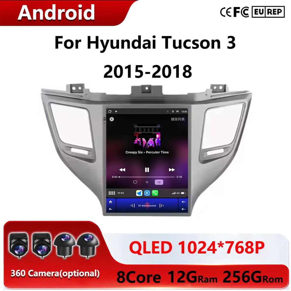 9.7 pollici Per Hyundai Tucson 3 2015-2018 Autoradio Multimedia di Navigazione Wireless CarPlay 4G GPS Centrale Android Schermo Multimediale