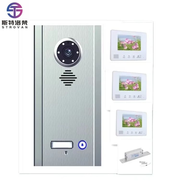 DISPLAY BUS da 7 pollici KIT di sistemi citofoni campanello videocitofono a 2 fili con visione notturna con serratura elettrica 3 1