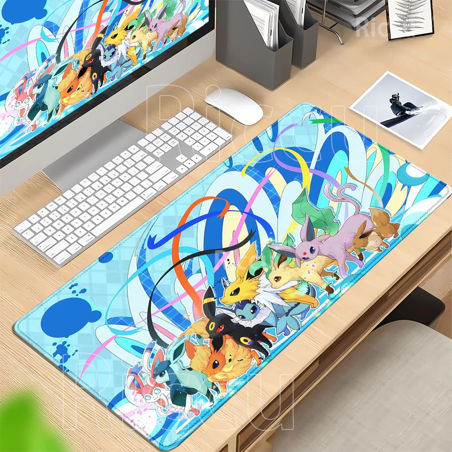 XXL Eevee pokemon gaming Anime HD printing Mouse Pad Kawaii PC Non-slip base Keyboard overlock Office Rubber overlock Desk Mat