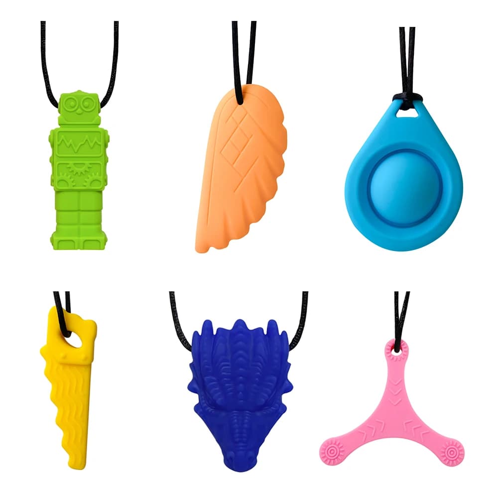 1 pz Gemma Silicone Massaggiagengive Collana da masticare in cristallo Pandent sensoriale Giocattolo da masticare per bambini Ragazzi Ragazze Autismo