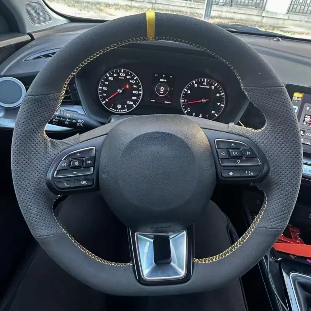 Coprivolante per auto personalizzato in morbida pelle scamosciata per MG ZS HS GS MG 5 6 RX5 RX8 ZST ZS EV 2017 2018-2023 Avvolgimento per volante per auto