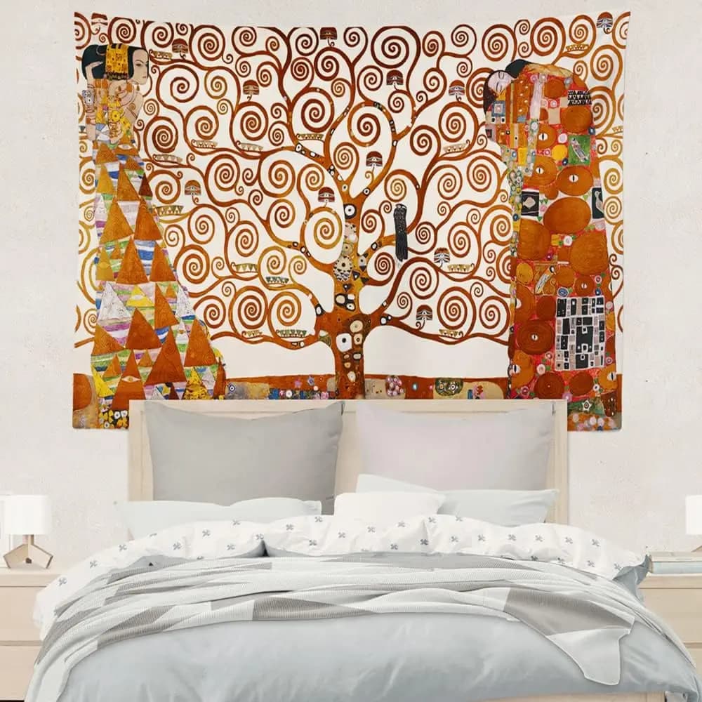 The Tree of Life, Stoclet Frieze, 1905 by Gustav Klimt Oil Painting Tapestry Wall Art Bedroom Background Home Hanging Decor,