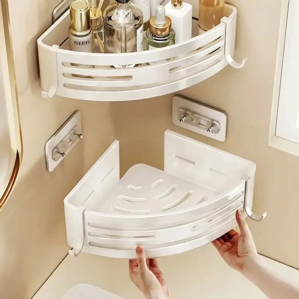 Portaoggetti da bagno senza punzonatura portaoggetti ad angolo a parete spazio organizzatore da bagno in alluminio portaoggetti bagno cucina bagno