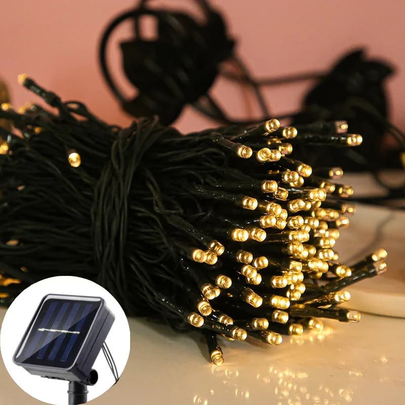 Catena di Luci LED Solari da Esterno con 8 Funzioni di Illuminazione, Impermeabile, Effetto Cielo Stellato, per Decorazione di Giardini, Patii, Porticati e Cancelli