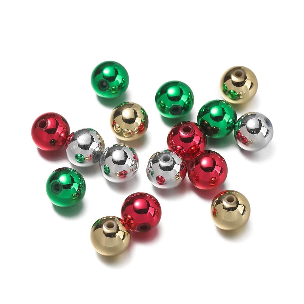 6 8 10 12mm Christmas Beads Shiny ABS Acrylic Beads for Jewelry Making DIY Festival Bracelets Necklaces Decorative Accessories
