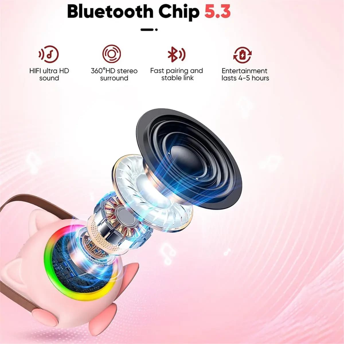 [Singles'Day Sale] Mini Karaoke Machine Toy for Kids, Portable System with 2 Wireless Microphone Birthday Gifts