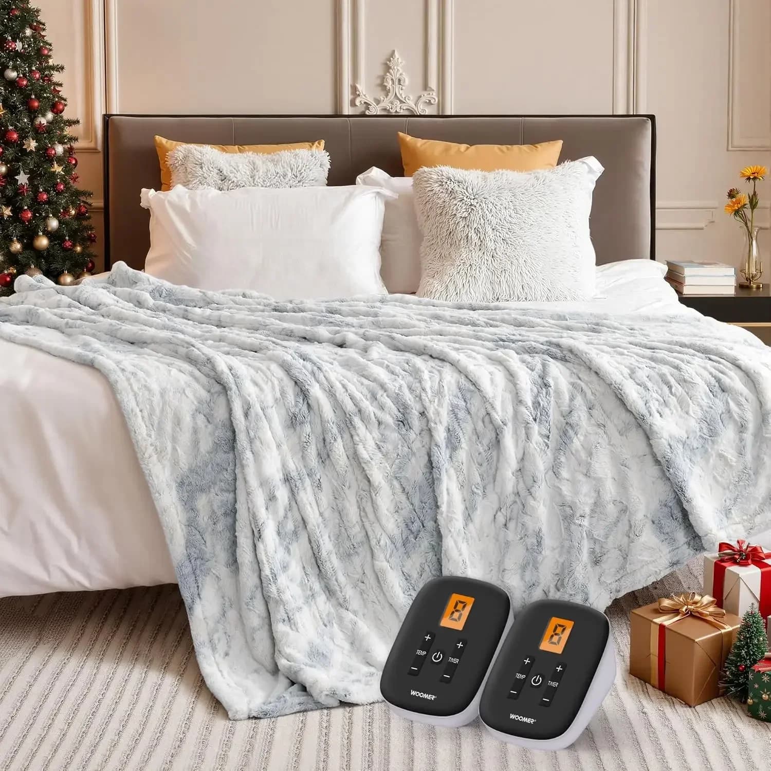 Coperta Elettrica Riscaldata King Size 254 x 229 cm, con Doppio Controllo, Timer 0.5-12 Ore e 10 Livelli di Riscaldamento, Certificazione ETL