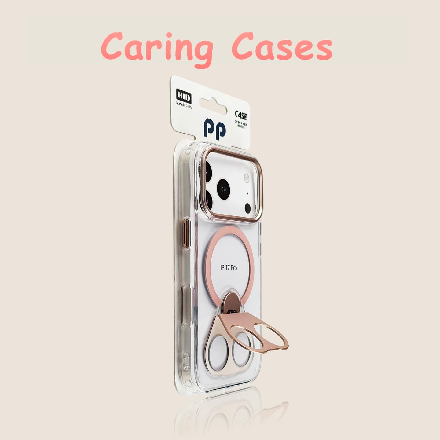 For iPhone 17 Pro Max Case Pink MagSafe 360 Rotating Ring Stand Clear Shockproof Luxury Trendy Compatible with iPhone 16 15