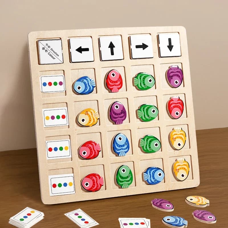 Giocattoli in legno per bambini Allenamento del pensiero logico per bambini Direzione Cognizione del colore Gioco da tavolo educativo per battaglia