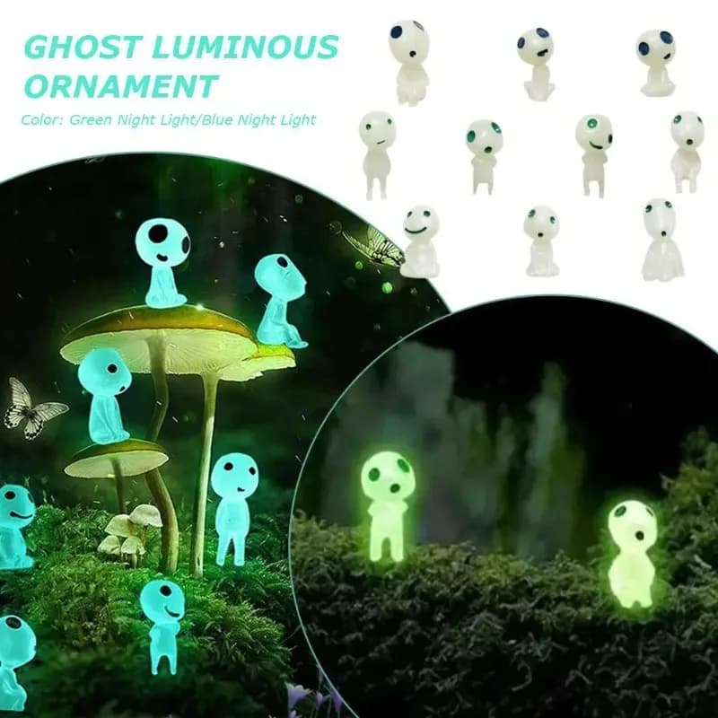 5 pz Elfi Luminosi Carino Fata Giardino Mini Figure Acquario Decor Kodama Glow in The Dark Figure Resina Micro Paesaggio Figura