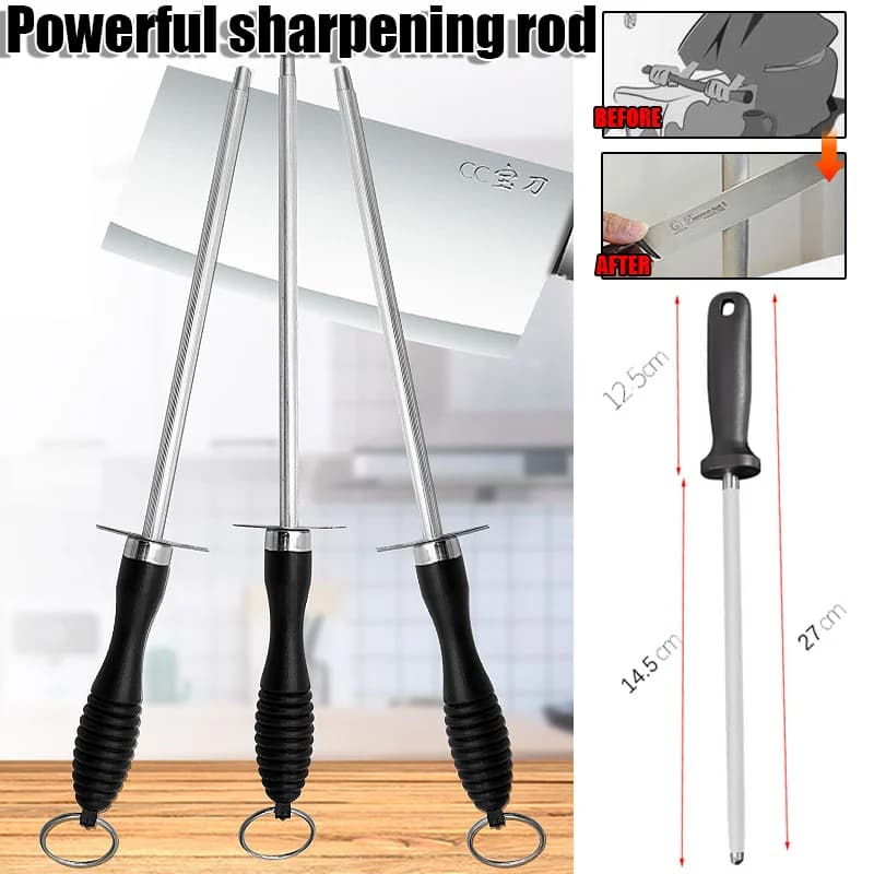 Professional Carbon Steel Sharpeners: Cutting Tool with ABS Handle Resistant for Professional Sharpening in Kitchen