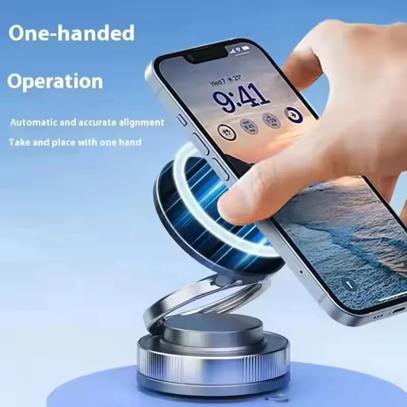 Supporto per telefoni magnetici sottovuoto regolabile a 360°, supporto per telefono a ventosa per supporto per telefono cellulare portatile Magsafe, per iPhone e Android