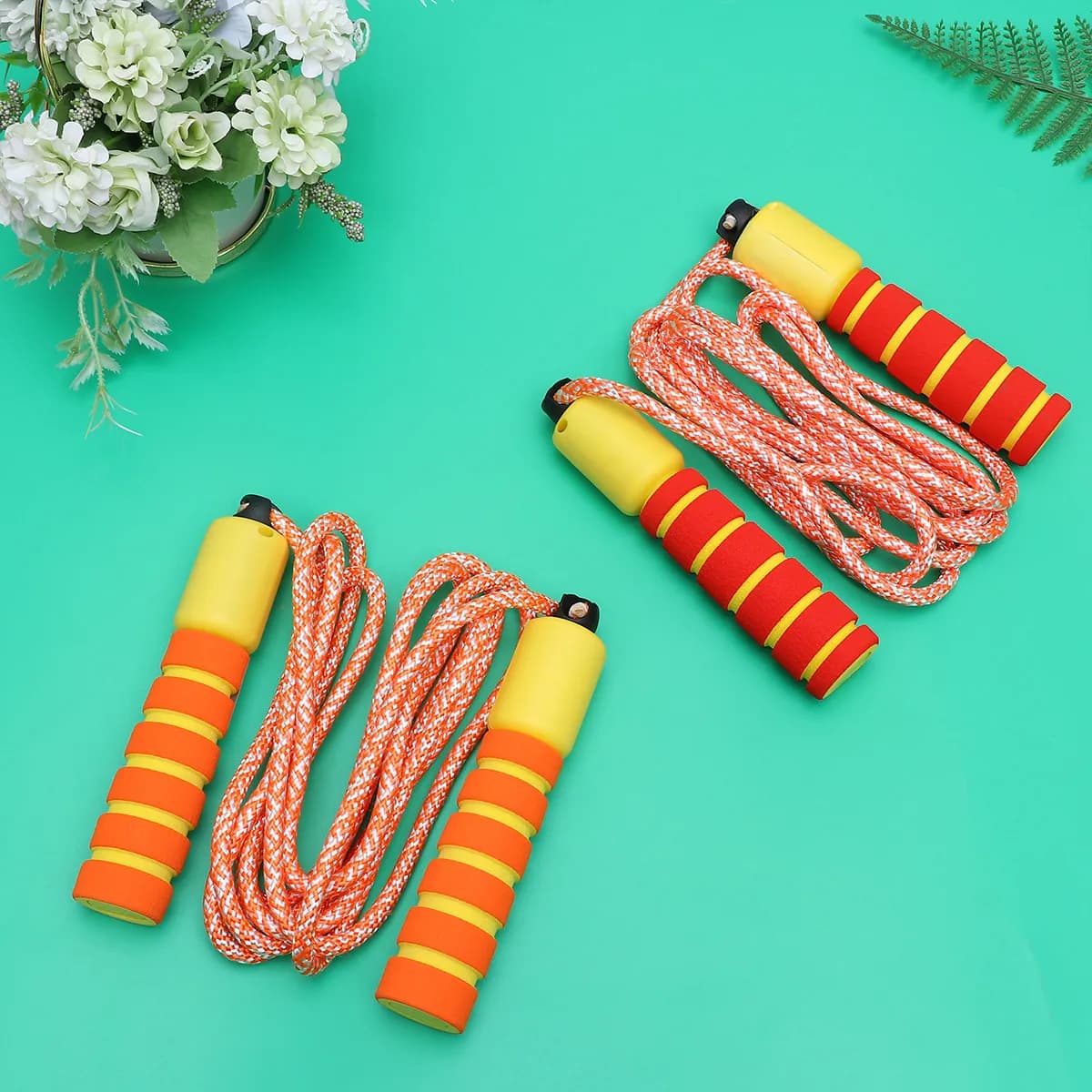 2Pcs Counting Jump Rope Adjustable Anti Slip Sweat Absorbent Handles Fitness Workout Skipping Rope for Adults Exercise