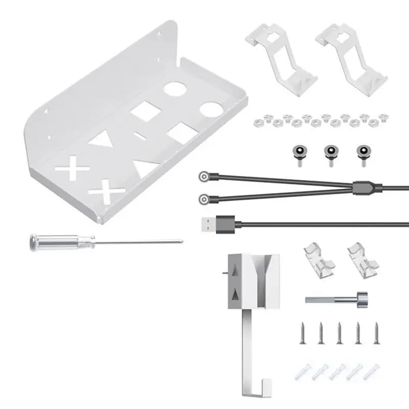Wall Mount Storage Bracket Space-Saving Stand With Gamepad And Headphone Holder For Sony Playstation 5 Slim White