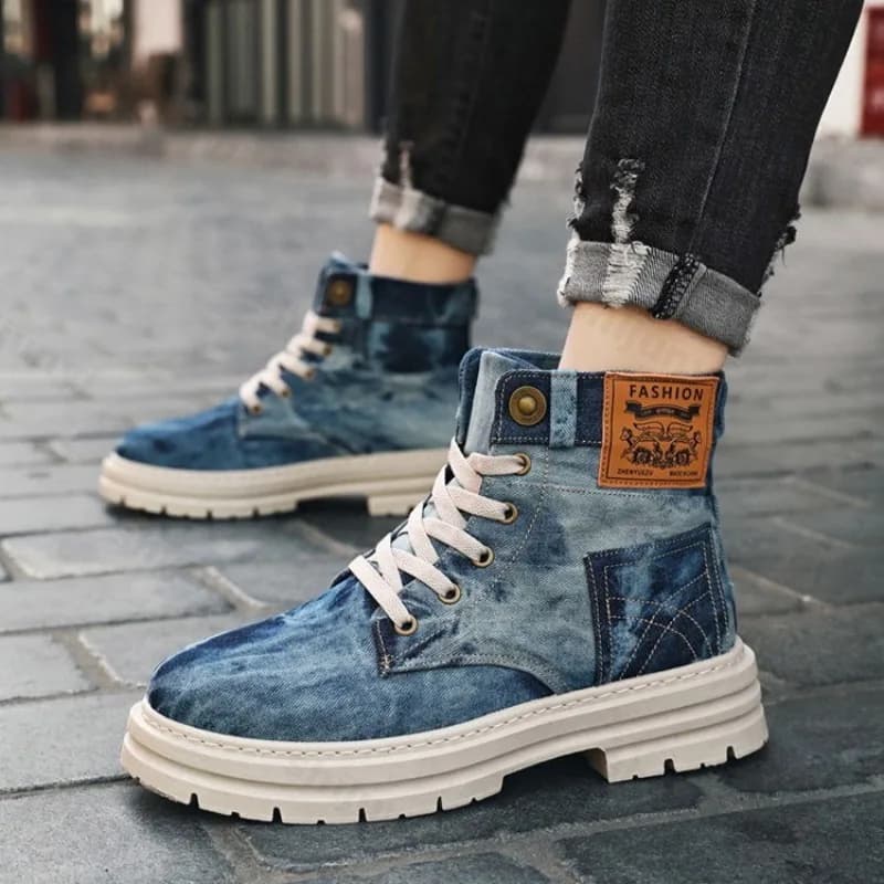Retro Denim Casual Thick Soled High Top Shors Boots for Men 2025 Autumn British Style Fashion Versatile Comfortable Ankle Boots