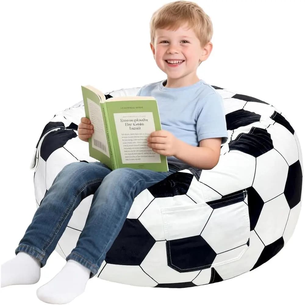 Poltrona a sacco rivestita in velluto per bambini e ragazzi, lavabile, ideale per giocare, leggere, diametro 27 cm x altezza 16 cm