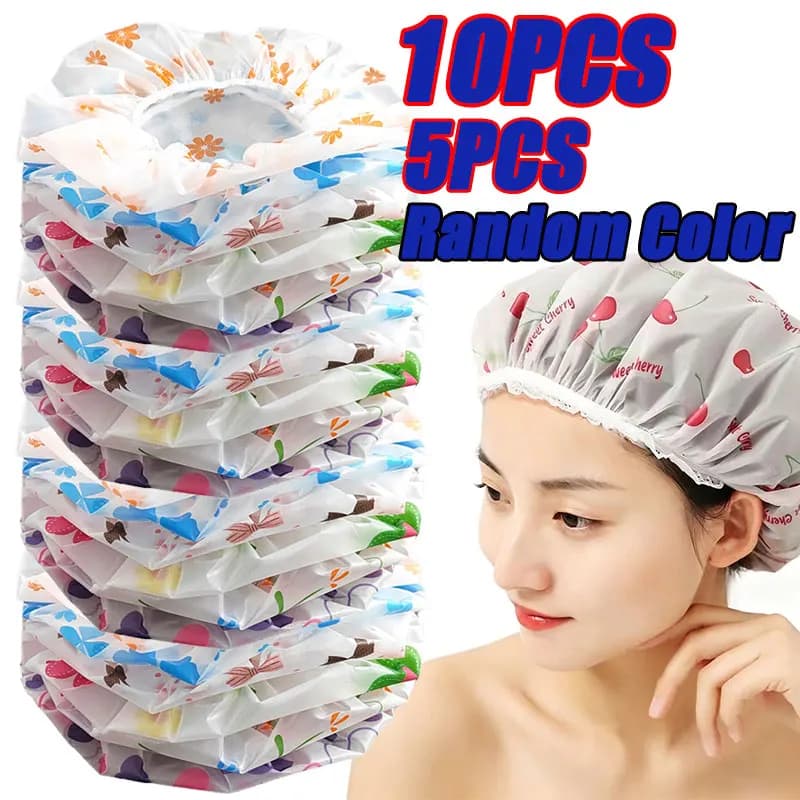 5-10 Pezzi Cuffia Doccia Impermeabile da Donna per Uso Domestico, Anti-olio e Anti-fumo, per la Cura dei Capelli, Cuffia per Capelli Asciutti, Prodotti da Bagno