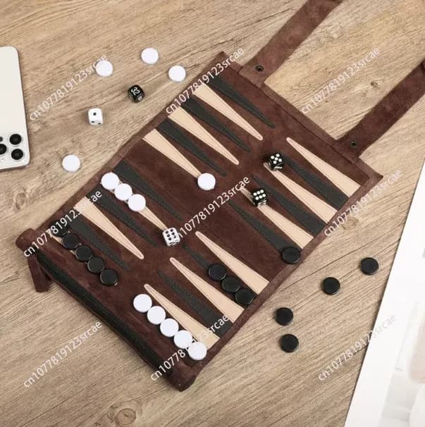 Travel portable backgammon set backgammon game board custom leather backgammon board