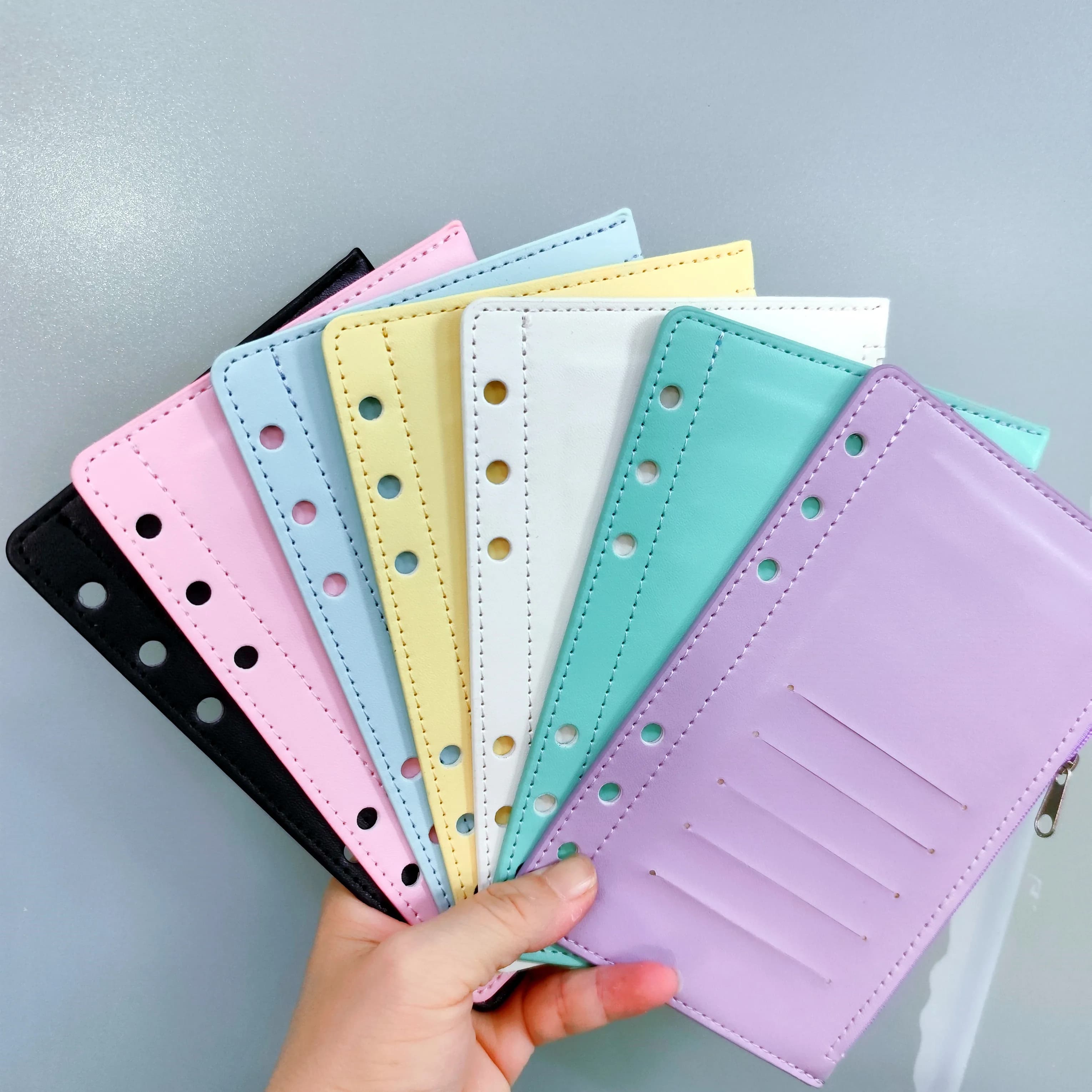 Raccoglitore per notebook a colori Macaron A6 Sacchetti per archiviazione documenti a fogli mobili Borsa per documenti fai-da-te Raccoglitore ad anelli Cartella per rilegatura in PVC