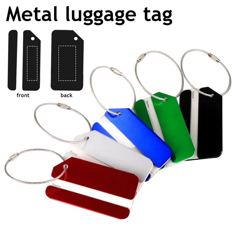 Etichette per bagagli da viaggio in metallo di moda Etichette per nome per bagagli Porta etichette per indirizzo valigia Etichetta per bagagli in lega di alluminio Accessori da viaggio