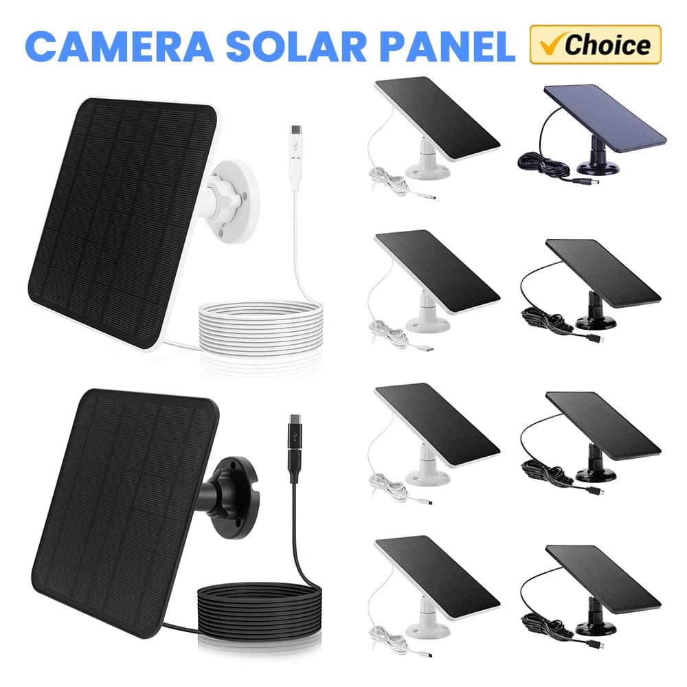 Pannello solare 5V 6W Pannello solare impermeabile IP65 Micro USB e porta USB-C 360 ° Montaggio regolabile per Eufycam 3/3C/2/2C/2 Pro