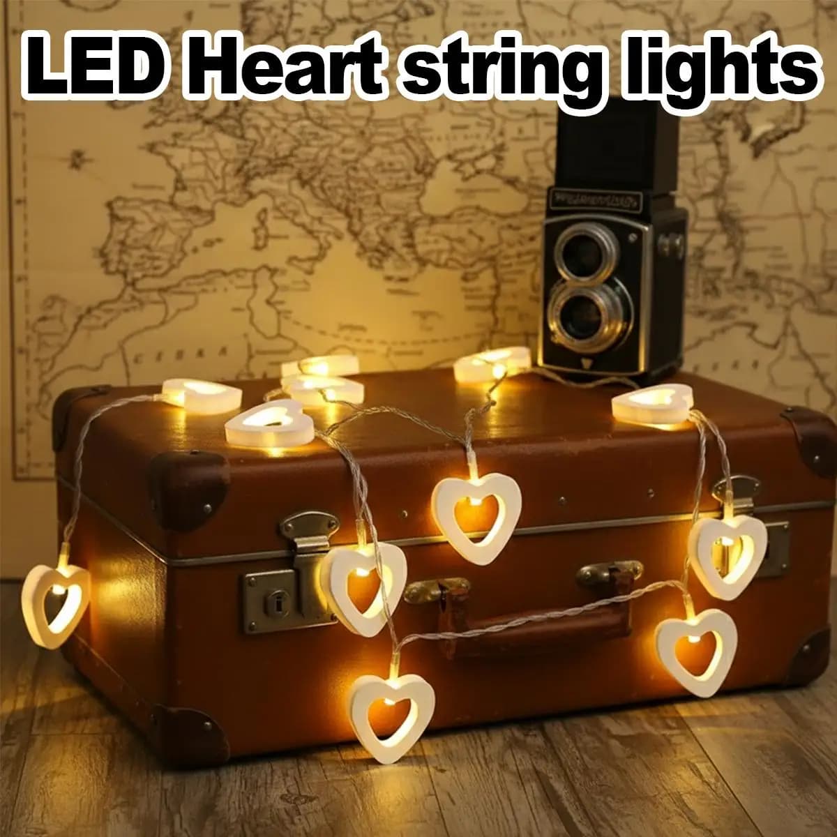 Luci a LED in legno da 1,5 m Luci a LED per feste all'aperto Fata Decorazione di compleanno Matrimonio interno Filo di rame a batteria per camera