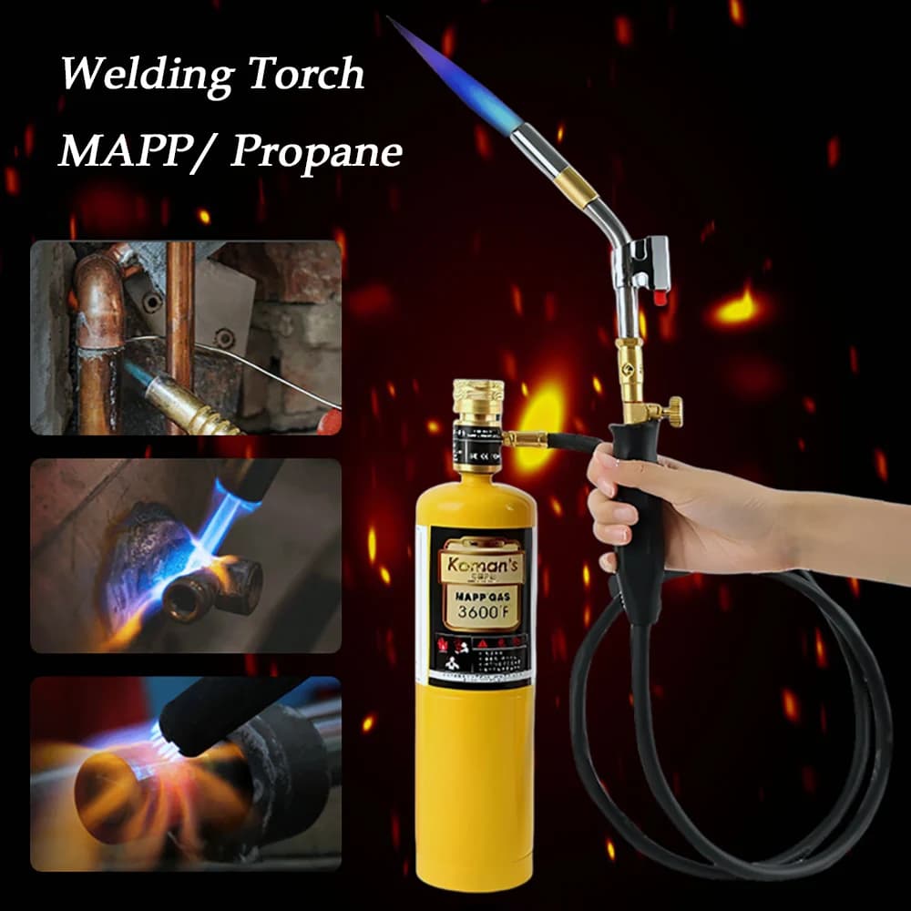 High Temp MAPP Gas Welding Torch 3600°F Brazing Gun 1.5m Hose Electronic Ignition Propane Heating Tool