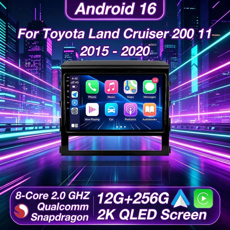 Per Toyota Land Cruiser 200 11 2015 2016 - 2020 Android 16 Autoradio Carplay Auto GPS Lettore Multimediale Video DVD WIFI+4G Stereo