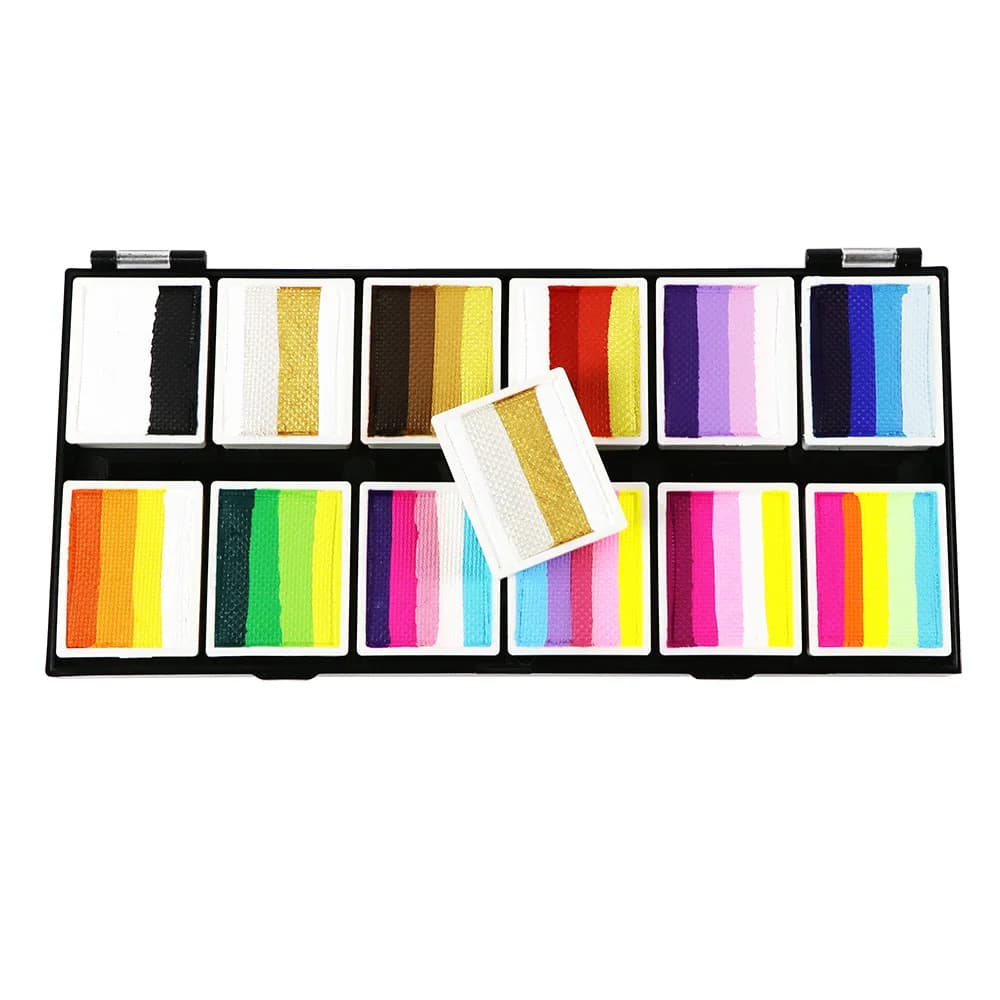 12 Grids colors Face Body Palette Water-based with Brushes and Palettes for Halloween,Christmas Body Painting for Adults and Kid