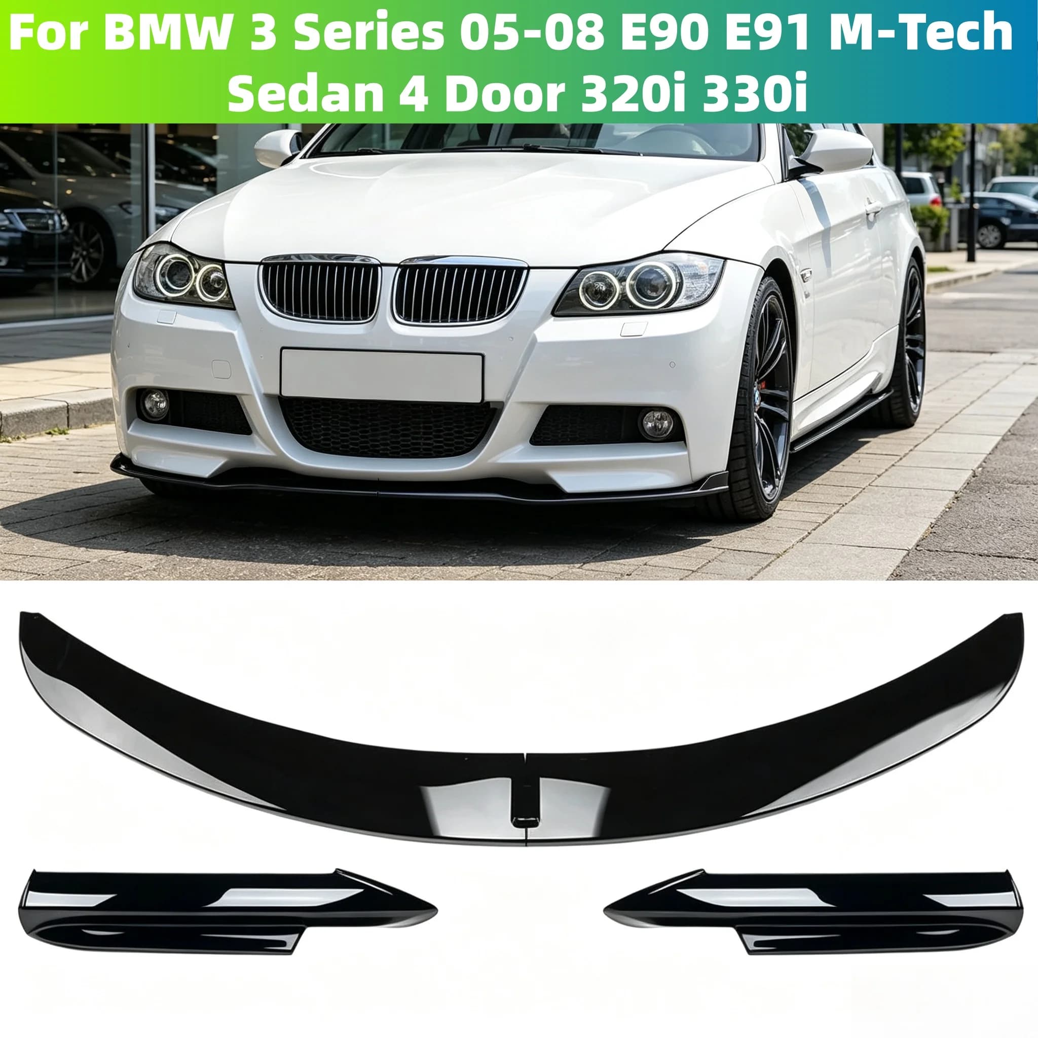 Car Front Bumper Lip Splitter For BMW 3 Series 05-08 E90 E91 M-Tech Sedan 4 Door 320i 330i Front Bumper Diffuser Spoiler Protect