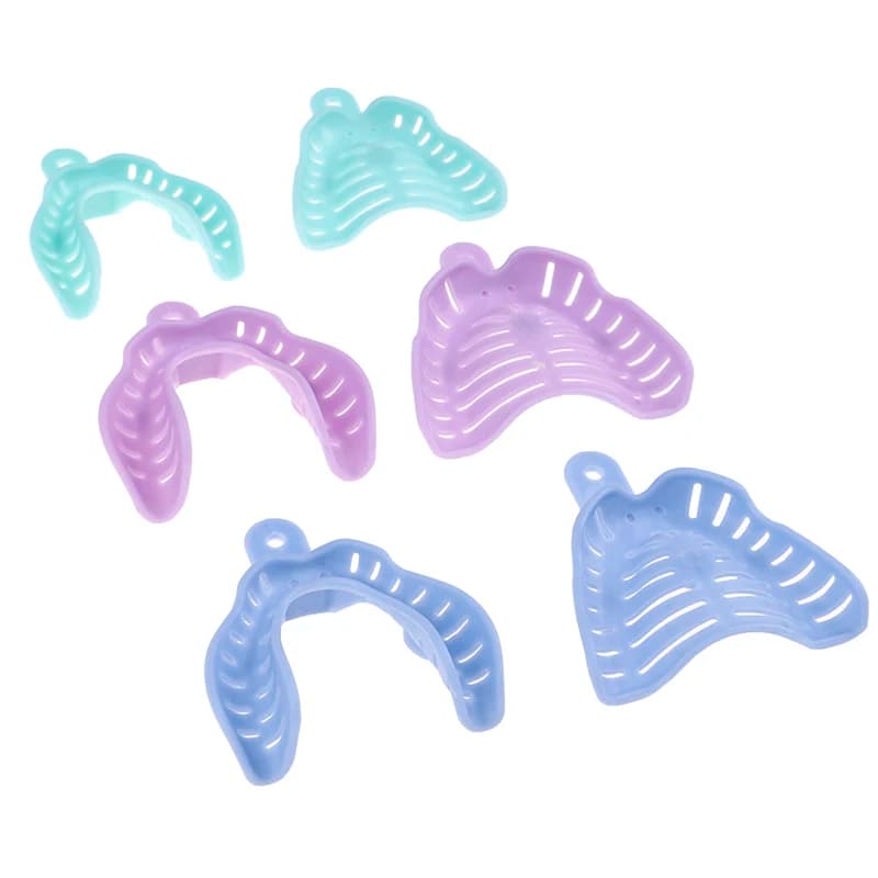6 vassoi colorati per impronte dentali, materiali plastici, porta denti