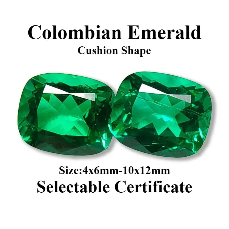 Top Lab Grown Colombian Emerald Rectangle Cushion Gemstone for DIY Jewelry Ring Necklace Earrings Making Selectable Certificate
