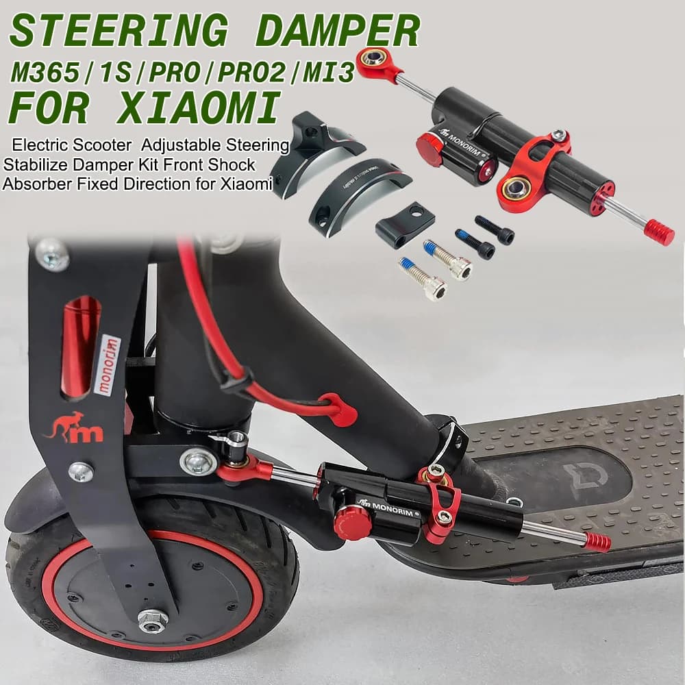 Set Ammortizzatore di Sterzo Anteriore, Stabilizzatore di Direzione per Monopattino Elettrico Xiaomi M365/1S/Pro/Pro2 Mi3