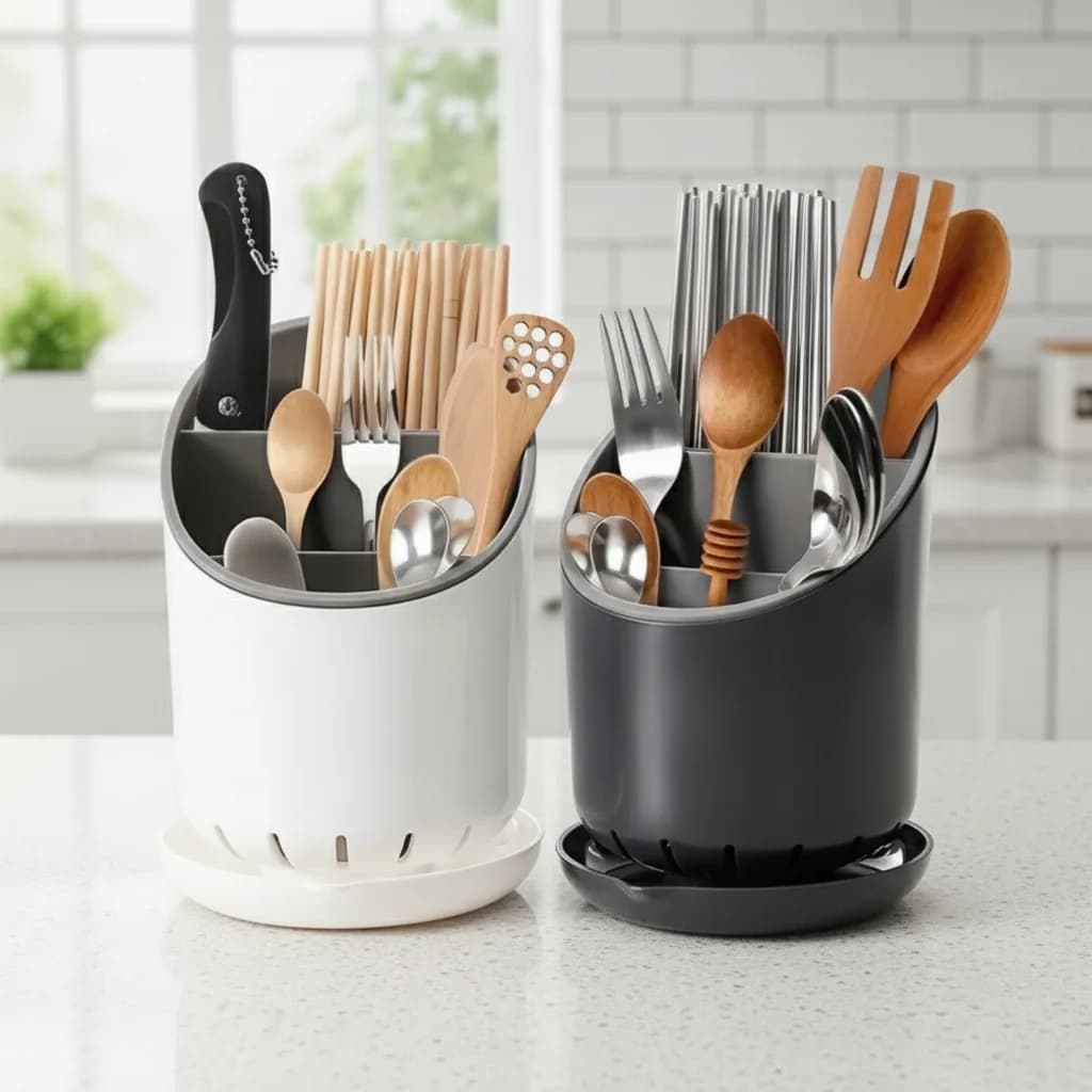 1pc Cutlery Storage Holder Plastic Drainer Drain Containers Drying Rack Tableware Table Knife Spoon Fork Container Kitchen Tool