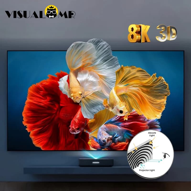 VisualMr Fresnel 5.0 Pro UST ALR Schermo di proiezione 1CM Cornice fissa 4K 8K Riiezione di luce ambientale per proiettore Lazer ultracorto