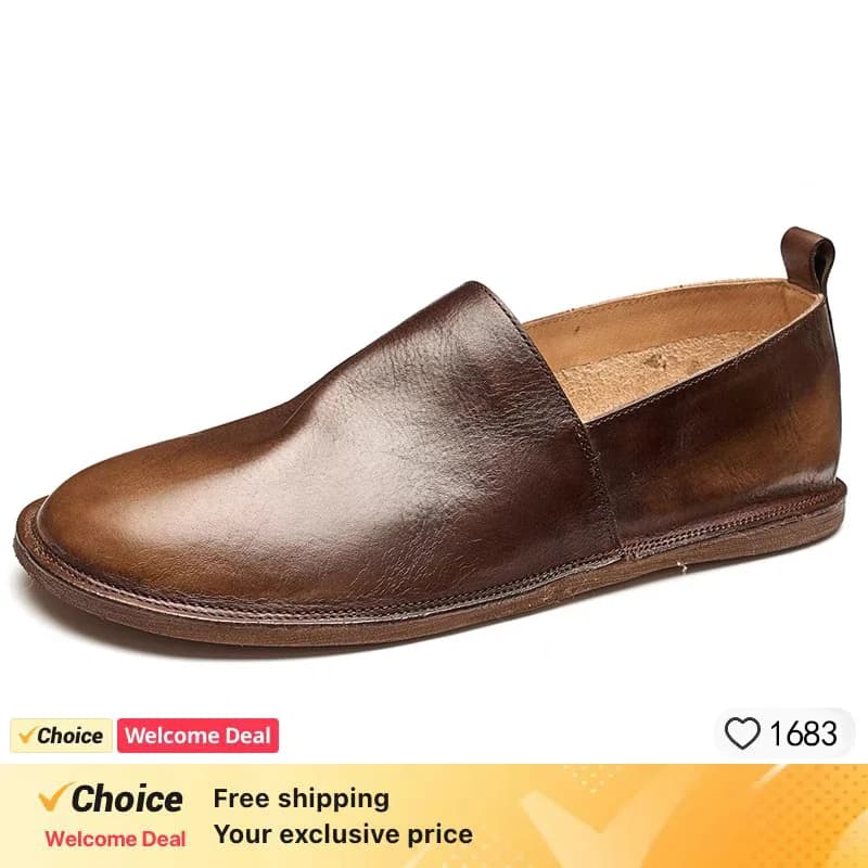 Mocassini da uomo in vera pelle di mucca mocassini fatti a mano alla moda in morbida pelle marrone su scarpa da barca da uomo PLUS SIZE 38 ~ 45