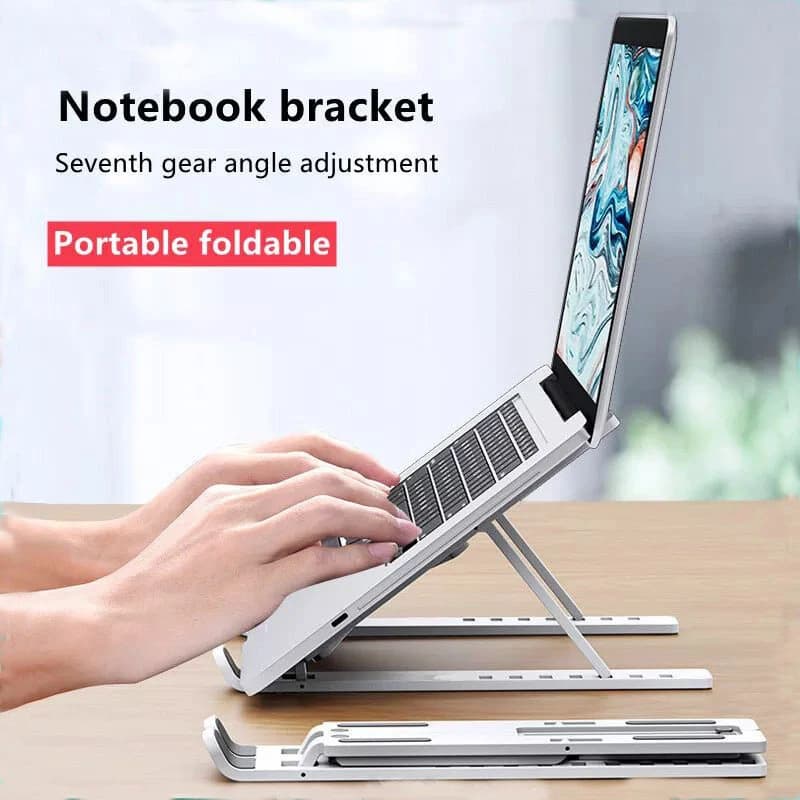 Supporto Pieghevole per Laptop a 8 Livelli, Base in Plastica Regolabile, Riser di Raffreddamento, Accessori per Laptop