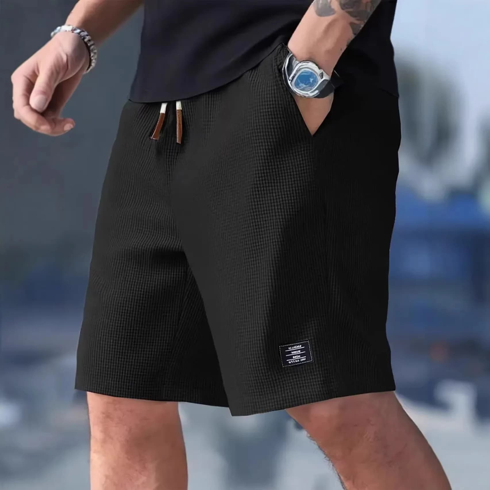 2025 Summer New Men Embroidery Logo Waffle Leisure Sports Shorts Loose Outdoor Cycling Camping Hiking Mountaineering Shorts