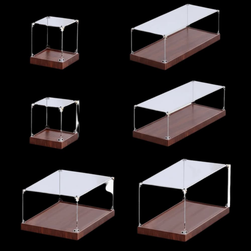 Transparent Acrylic Acrylic Display Case No-glue Assembly Wooden Bottom Model Display Case Stackable Design Display Box