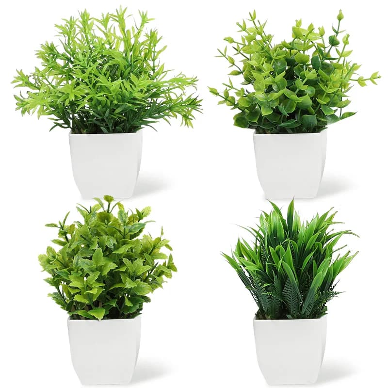 1 set of plants in eucalyptus flower pot artificial green bonsai for decoration of home garden table fake plant for office bedroom interior